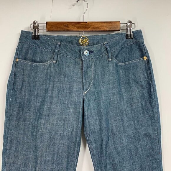 Earnest Sewn Women's Low Rise Classic 5 Pocket Mini Flare Jeans Size 28 - Picture 4 of 16